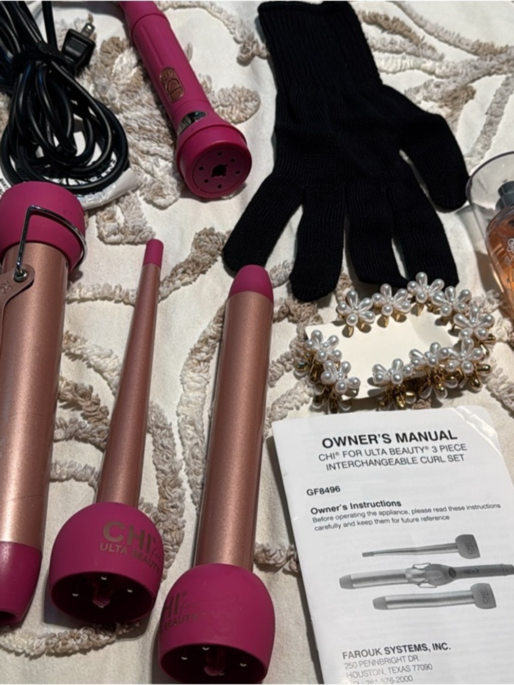 CHI 3-Piece Interchangeable Curling Wand Set in Rose Gold & Pink